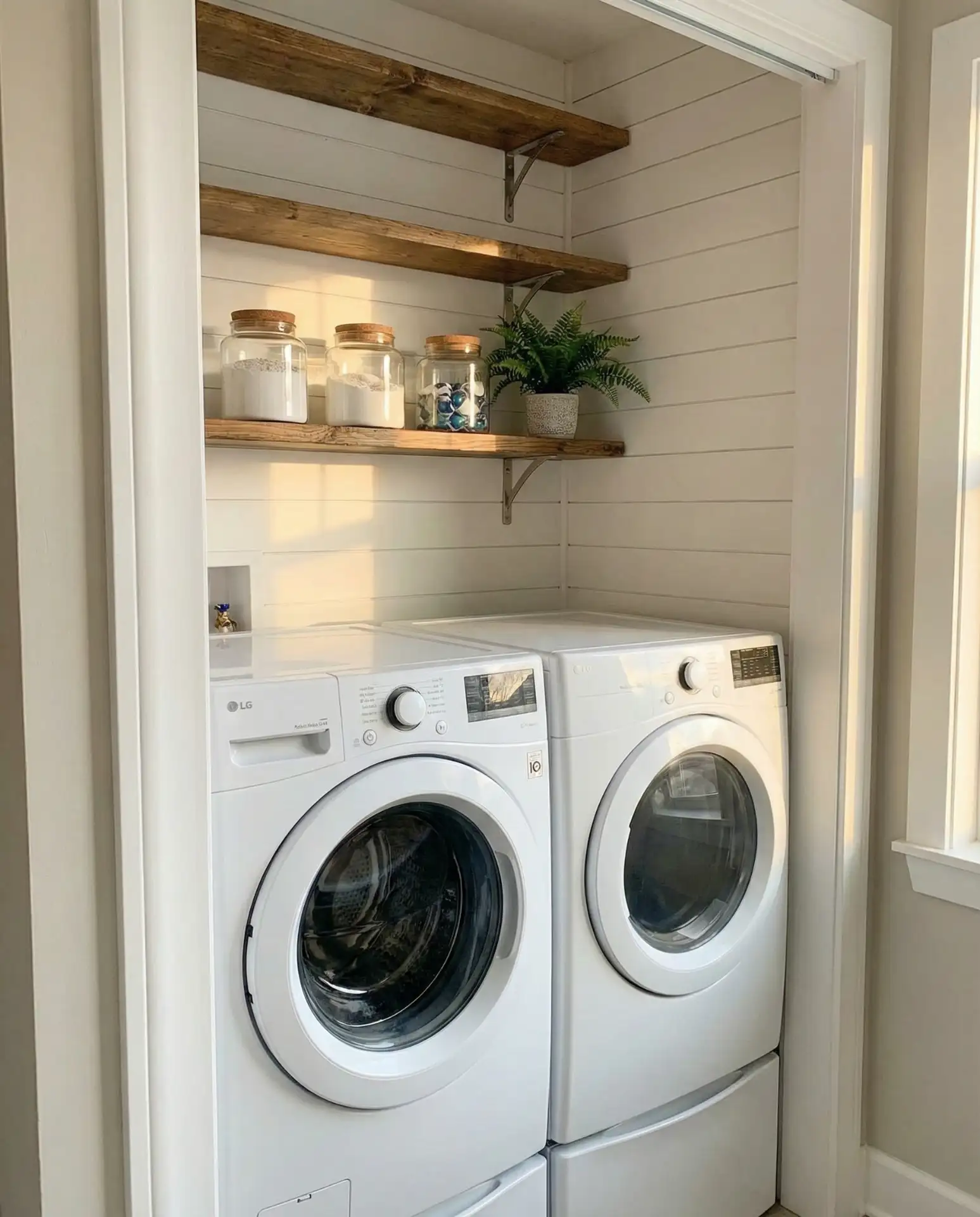 Stackable Washer and Dryer with Built-In Shelving 2