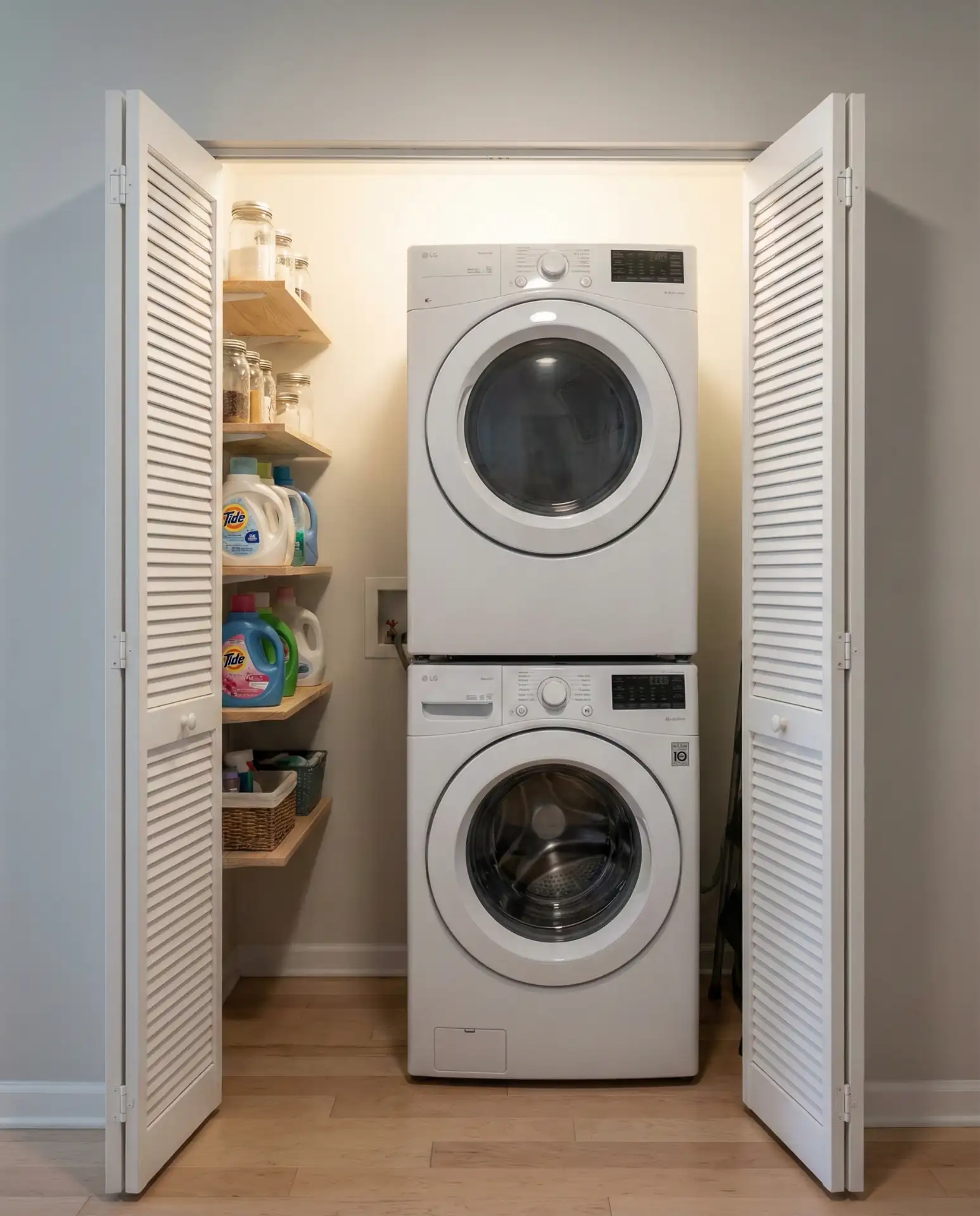 Stacked Washer Dryer in a Closet Conversion 1