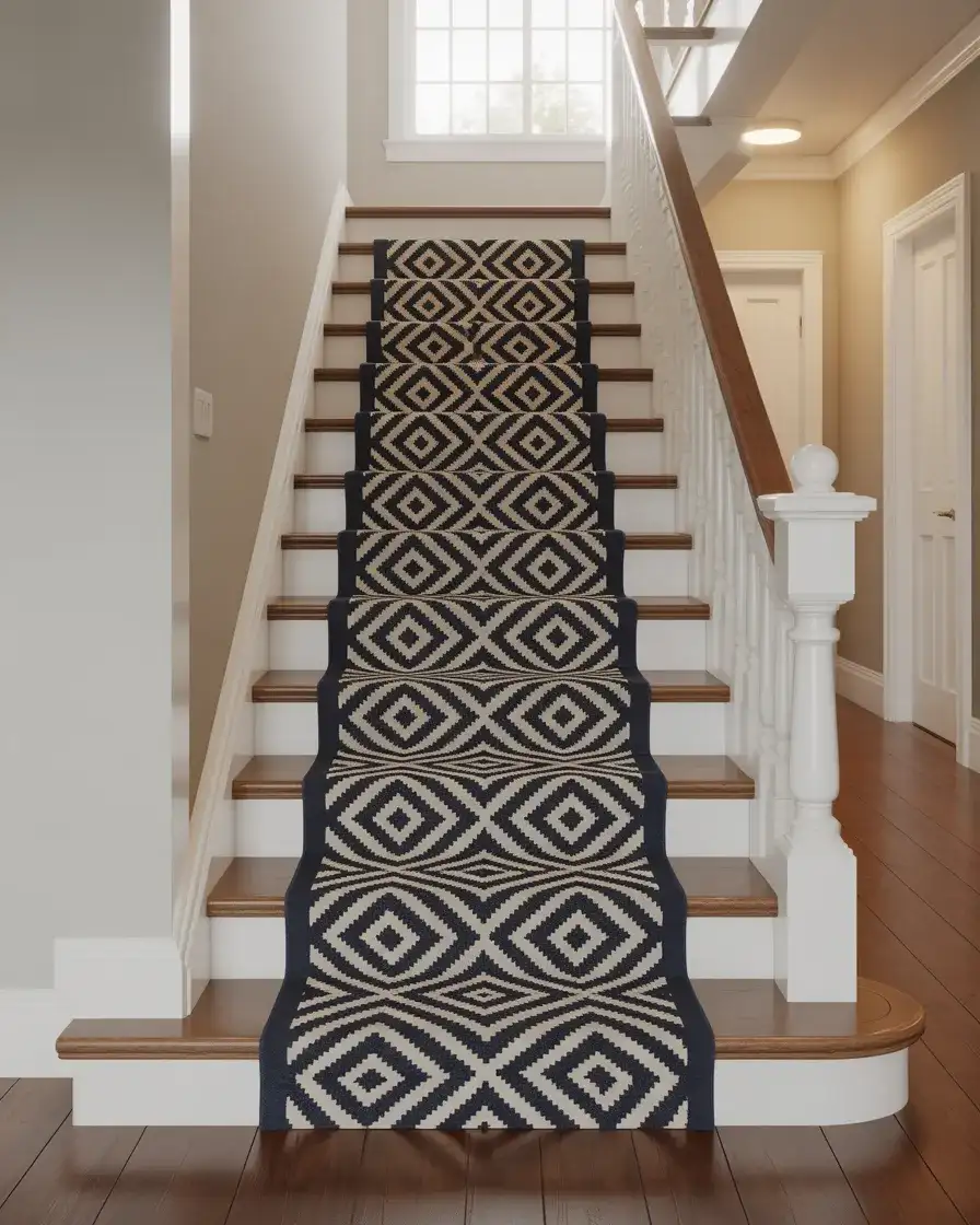 Stairs Entry with Dramatic-Geometric Runner 2