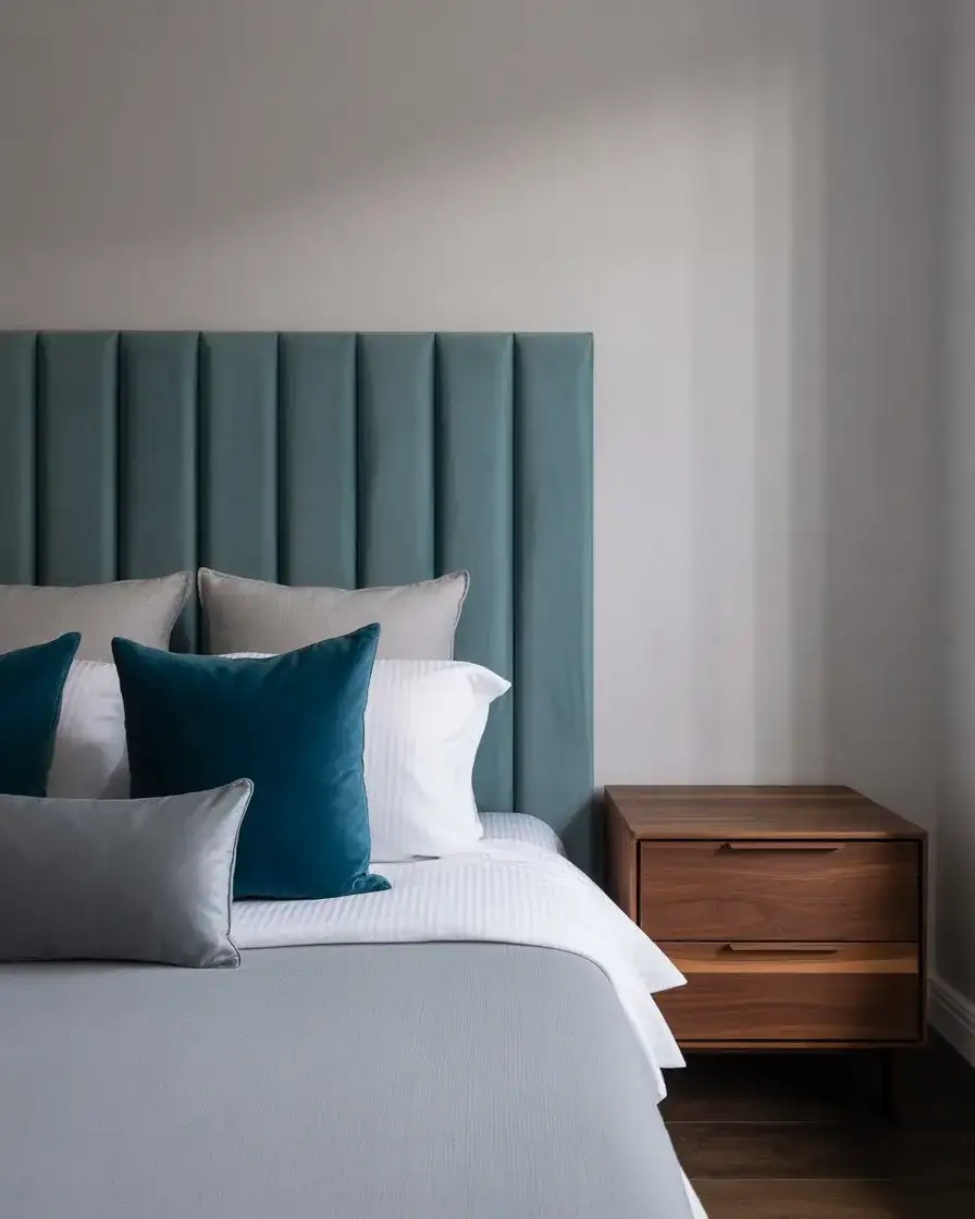 Teal and Grey Bedroom with Jewel Toned Energy 2
