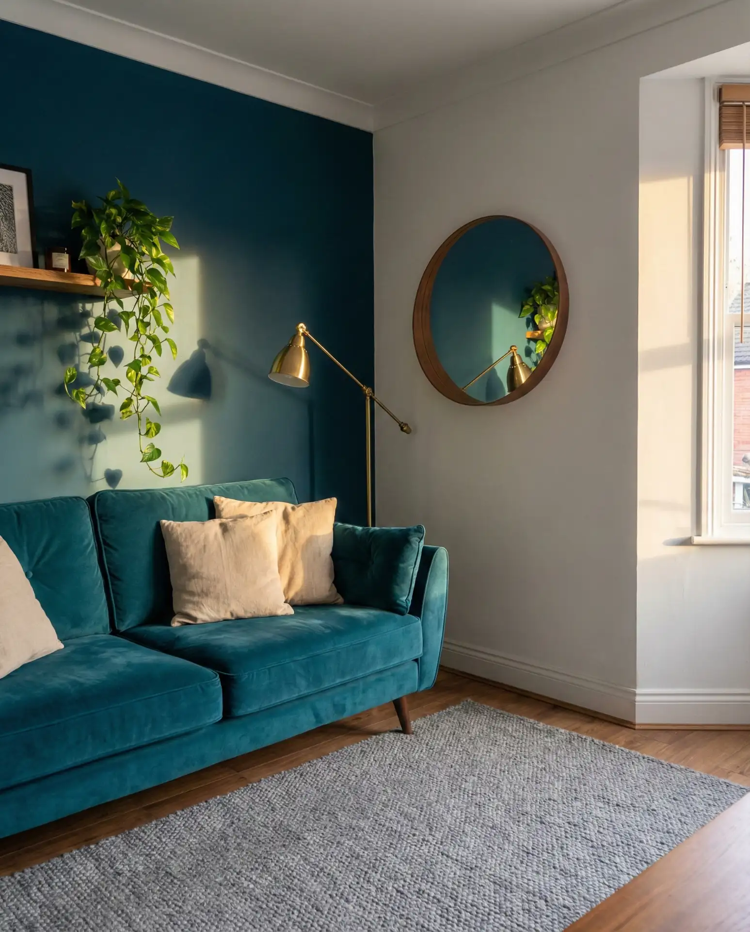 Teal and Grey Living Room 1