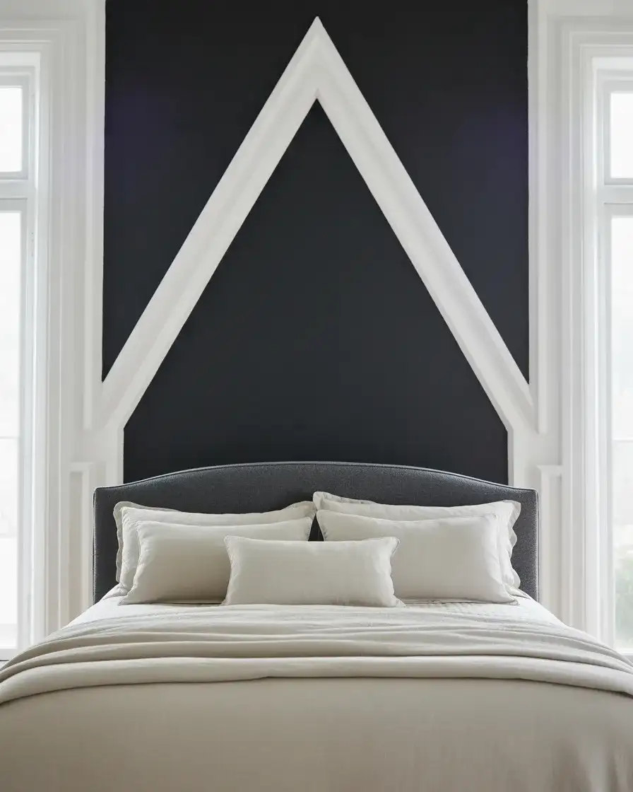 Tricorn Black Wall with White Trim and Molding 1