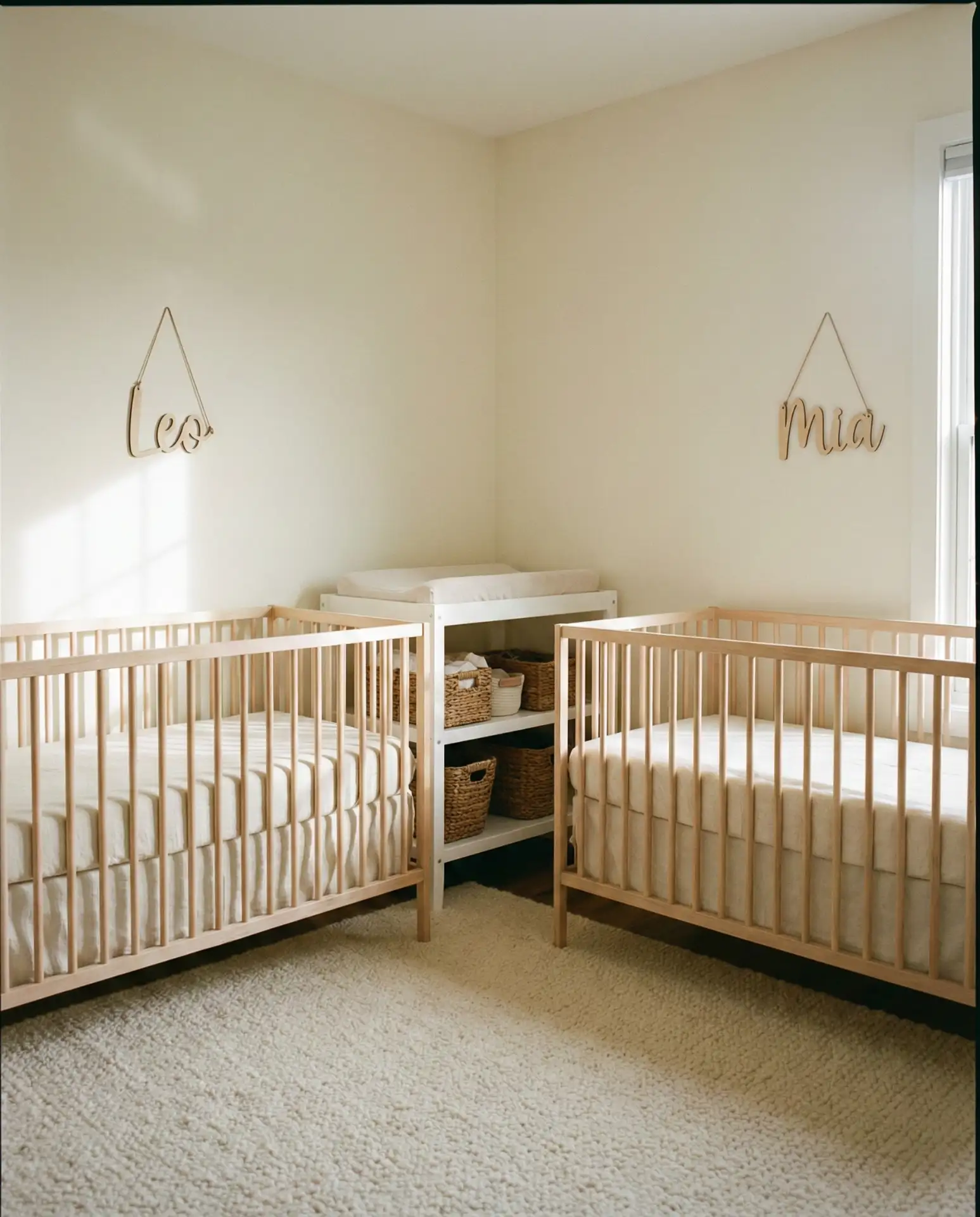 Twin Nursery with Matching Cribs 1