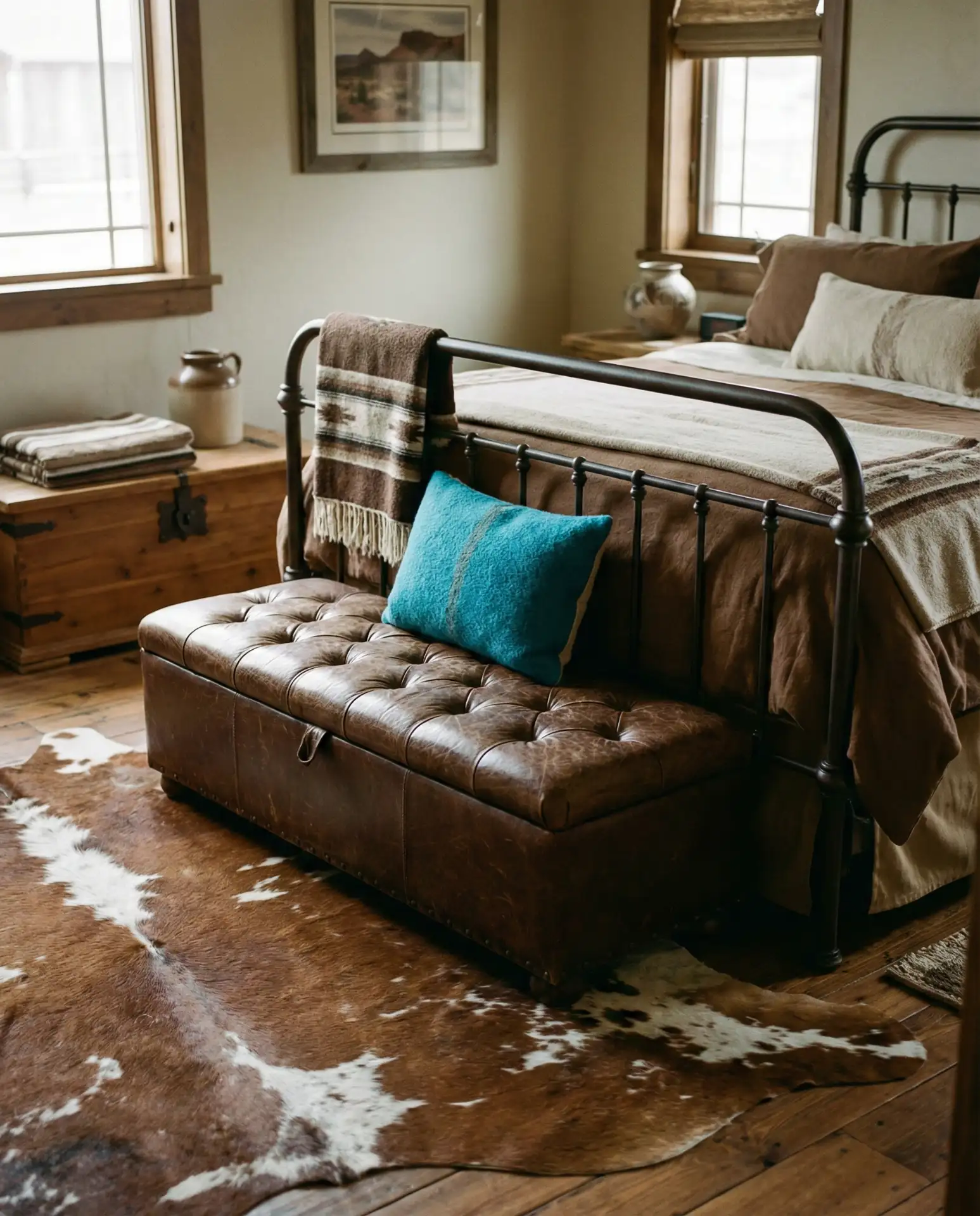 Western Ranch Influence with Leather and Hide 1