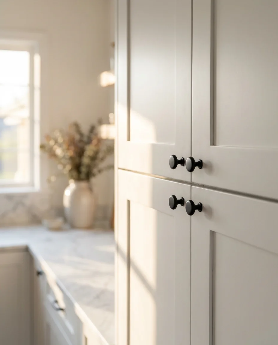 White Cabinets with Black Hardware 2