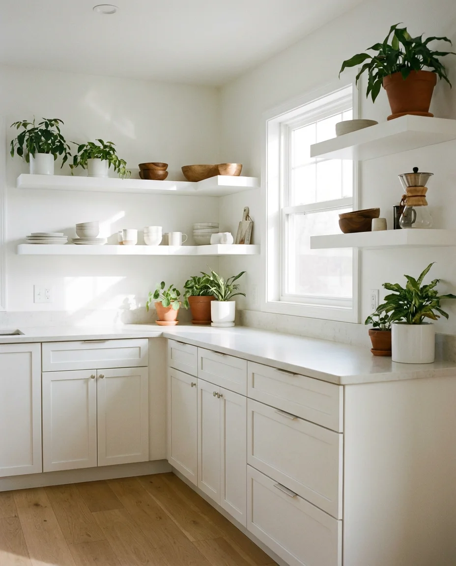 White Kitchen Cabinet Ideas with Open Shelving 1
