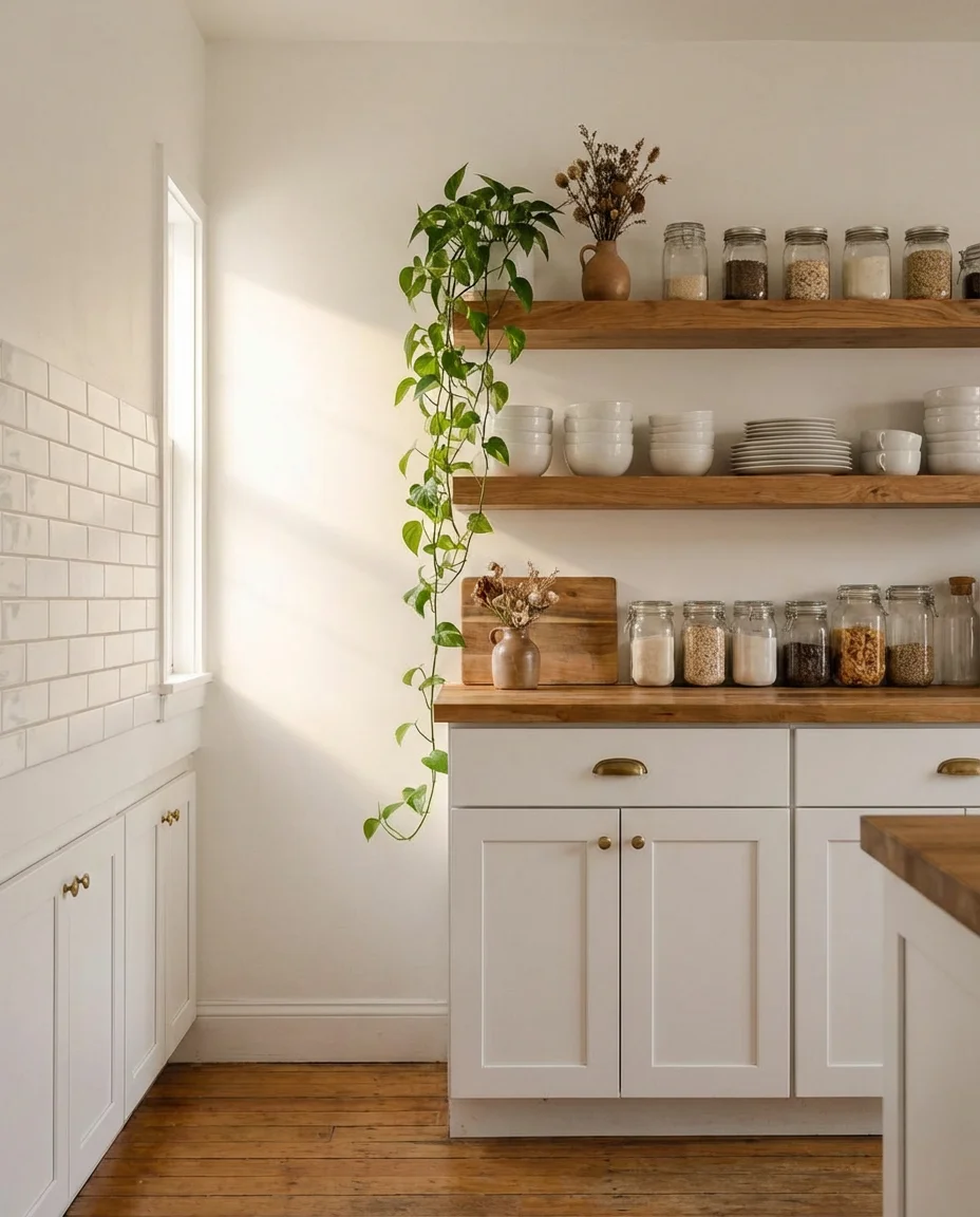 White Kitchen Cabinet Ideas with Open Shelving 2