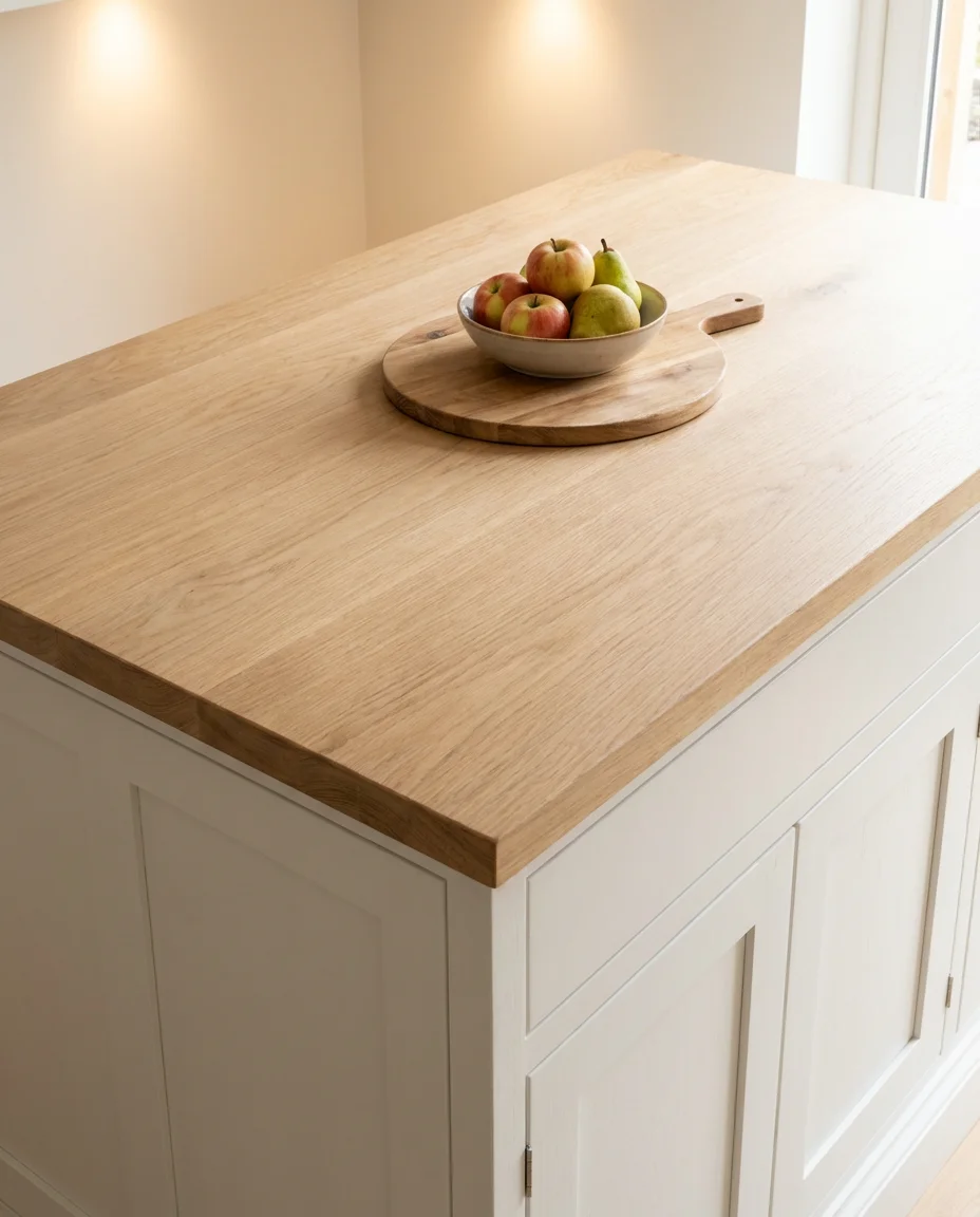 White Kitchen Island with Wood Countertop 2