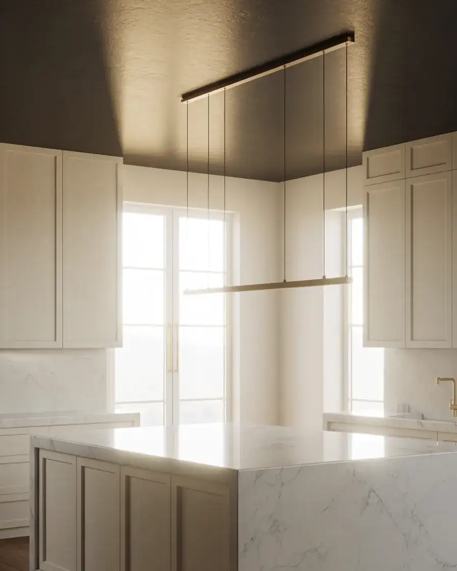 White Kitchen with Black Ceiling 1