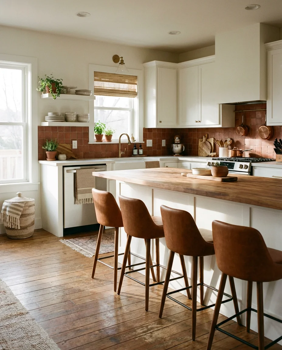 White Kitchen with Brown Accents 1