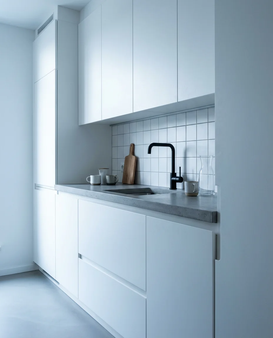White Kitchen with Gray Countertops 2