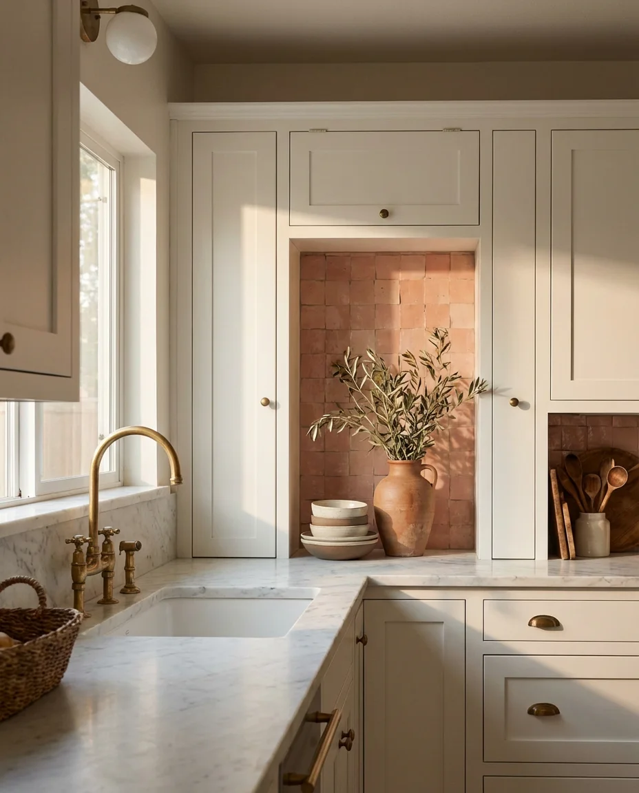 White Kitchen with Pink Accents 2