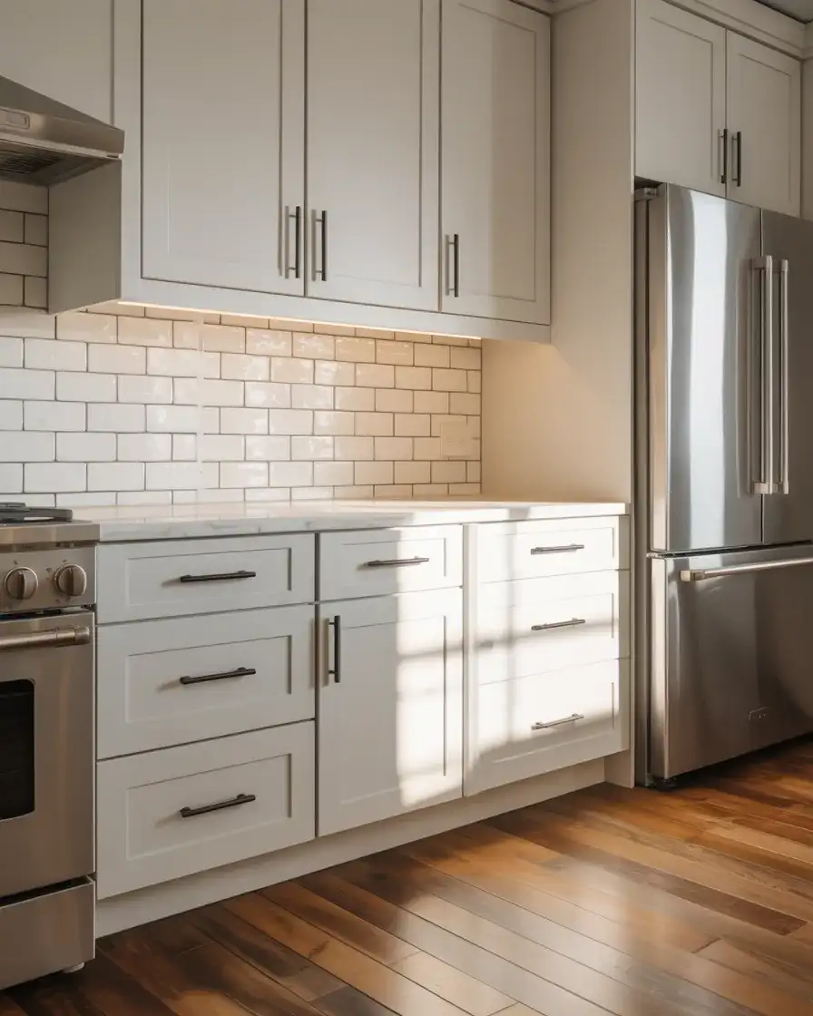 White Shaker Cabinets with Black Hardware 1