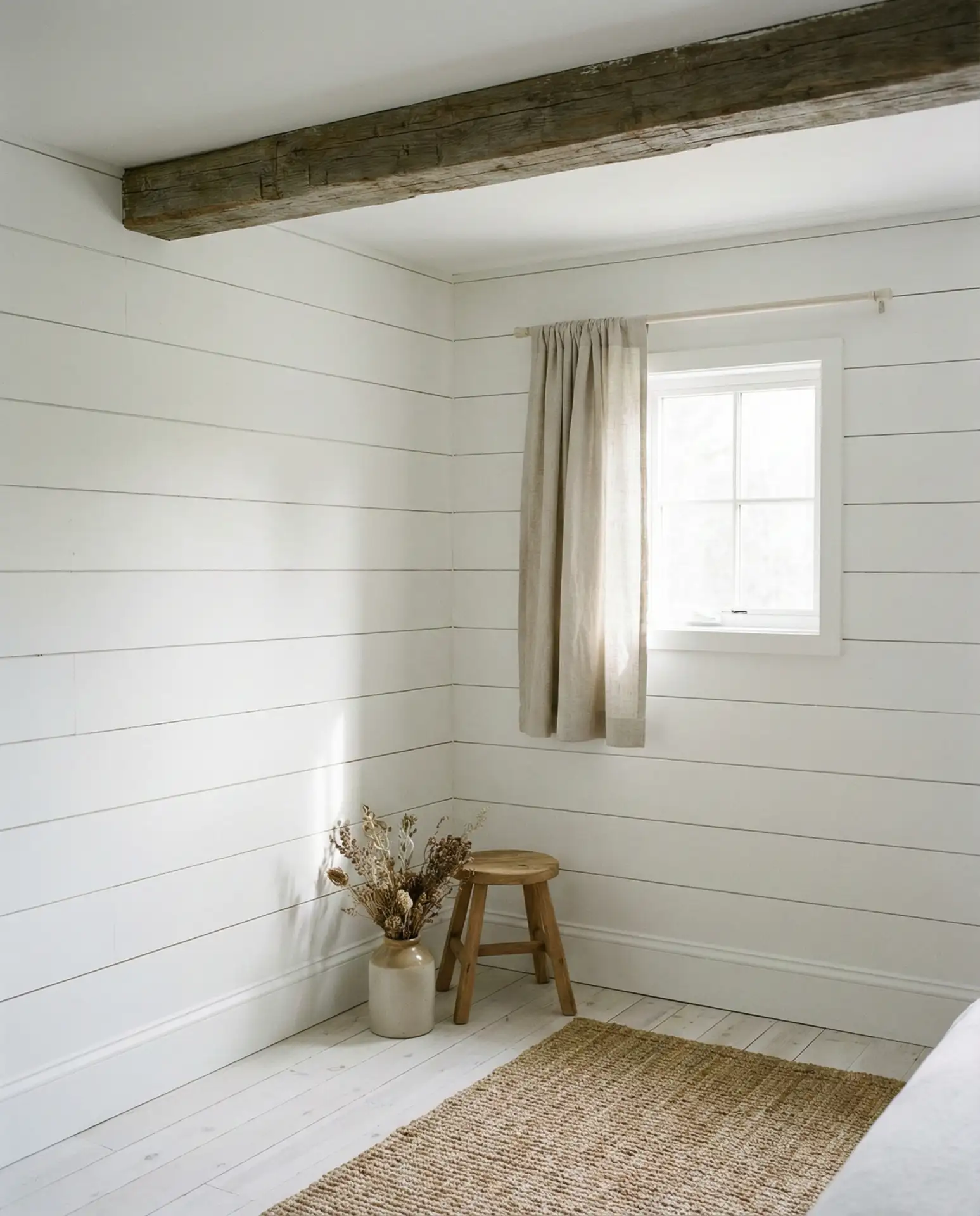 White Shiplap with Rustic Beam Ceiling 2
