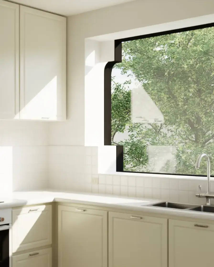 White Walls with Black Window Frames 1