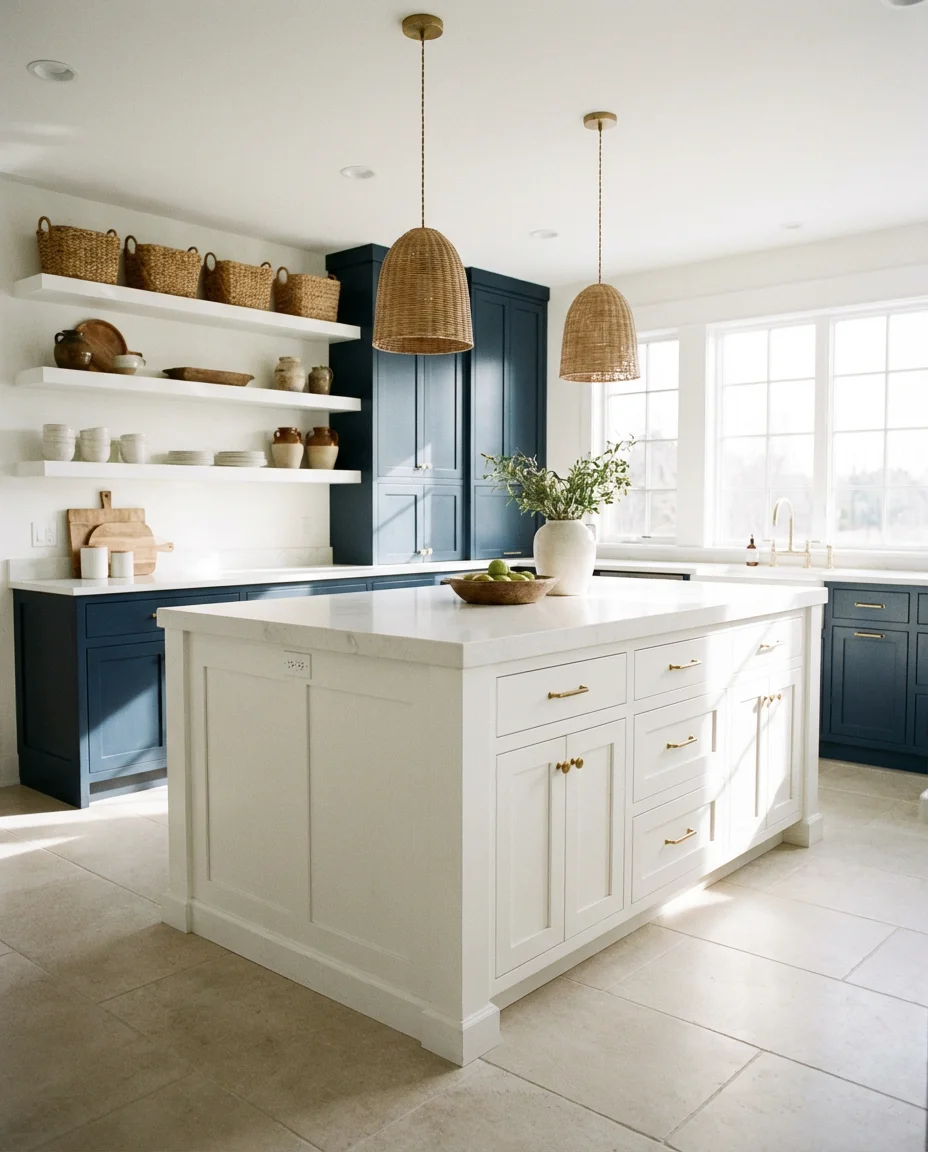 White and Blue Kitchen 2