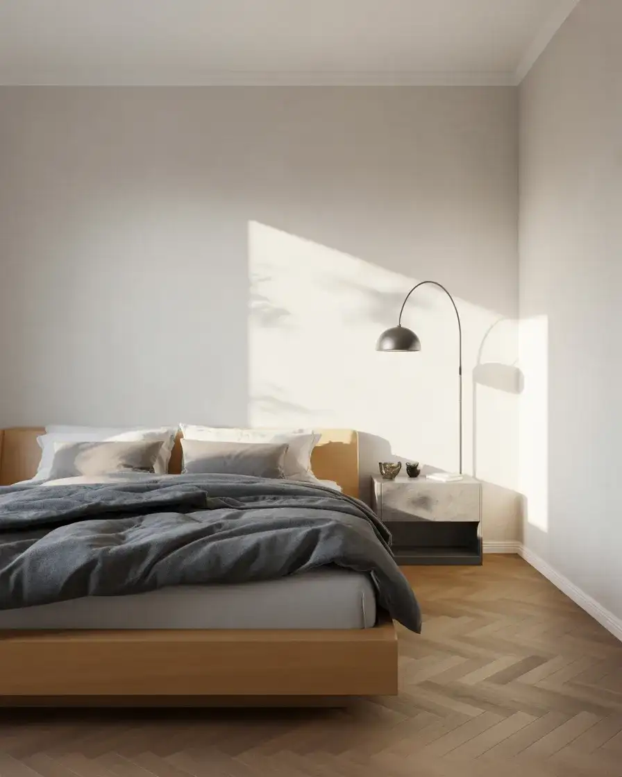 White and Grey Bedroom with Crisp Minimalism 2