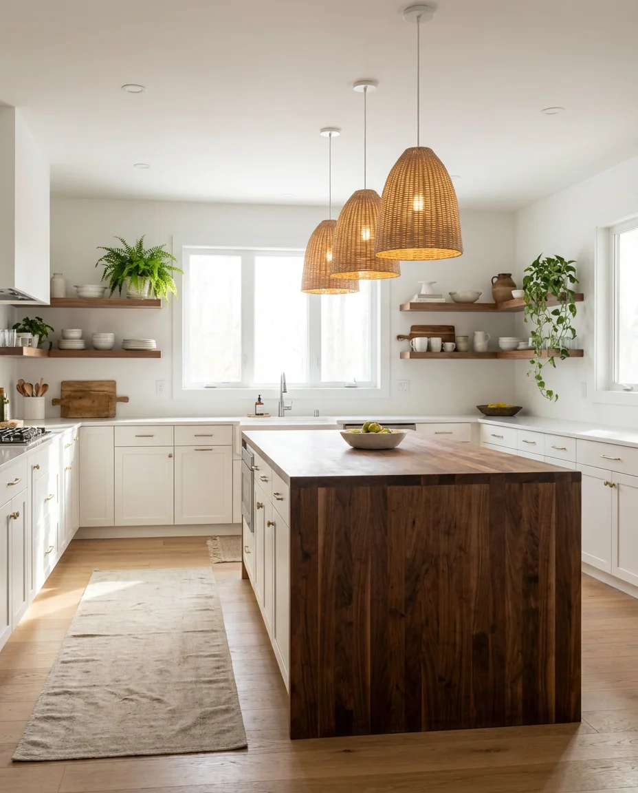 White and Wood Kitchen Island 1