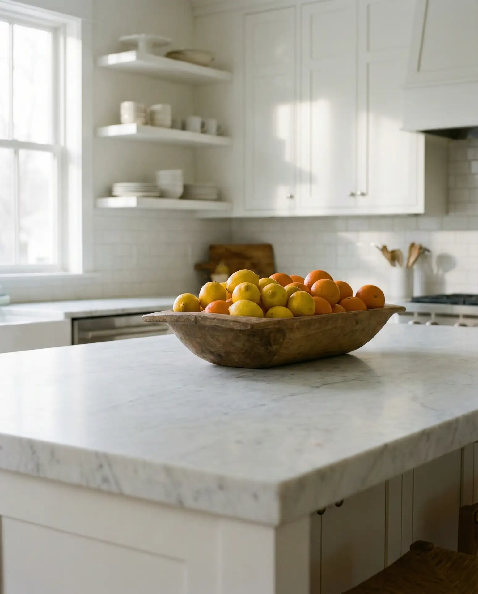 Wide Islands with Statement Fruit Bowls 1