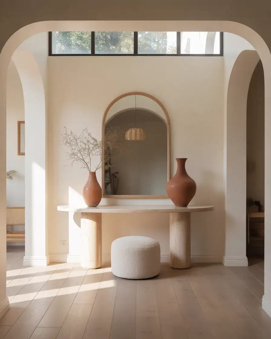 Wide Open Entryway with Curved Console 2