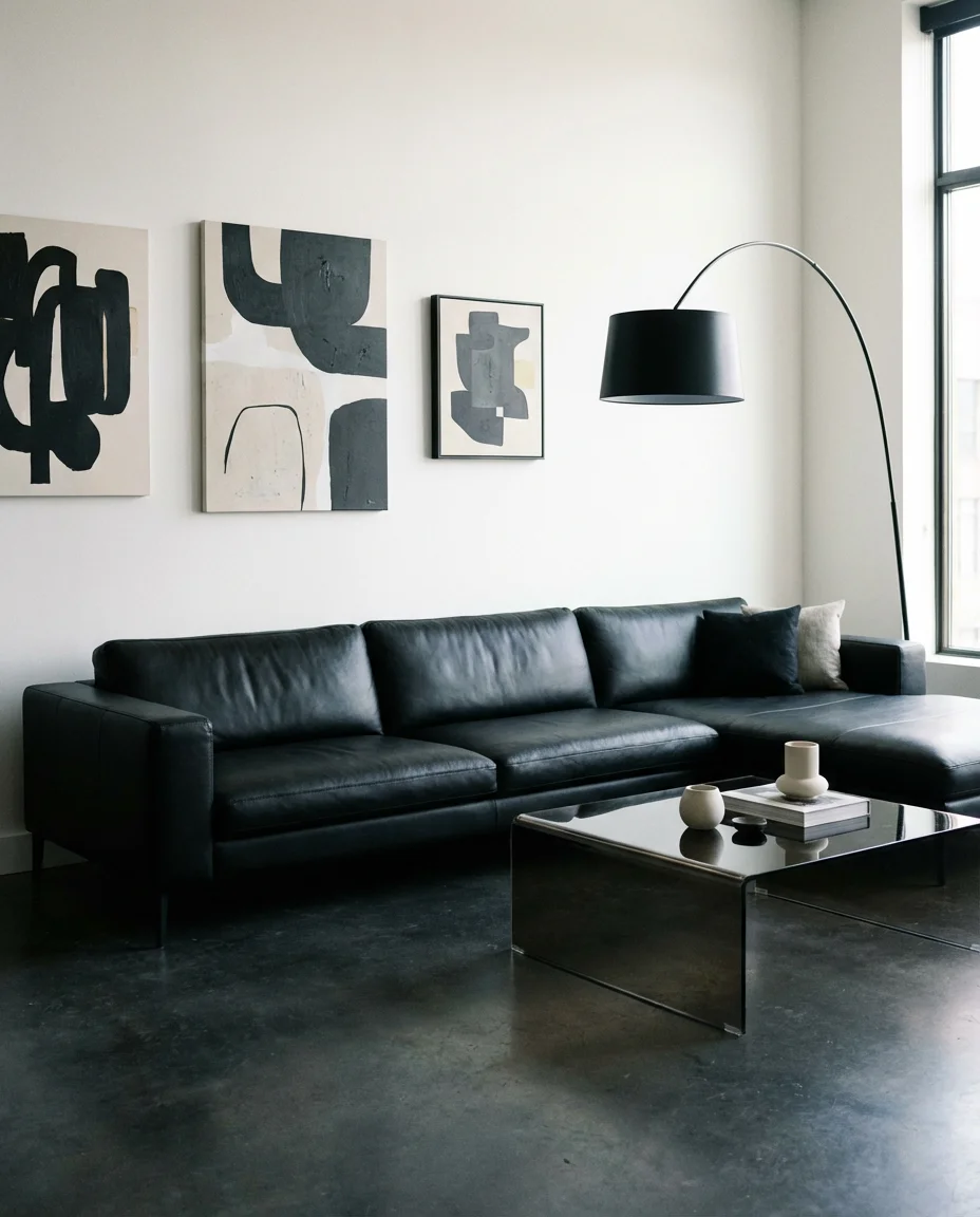 Black Leather Sectional for a Bold Urban Look 1