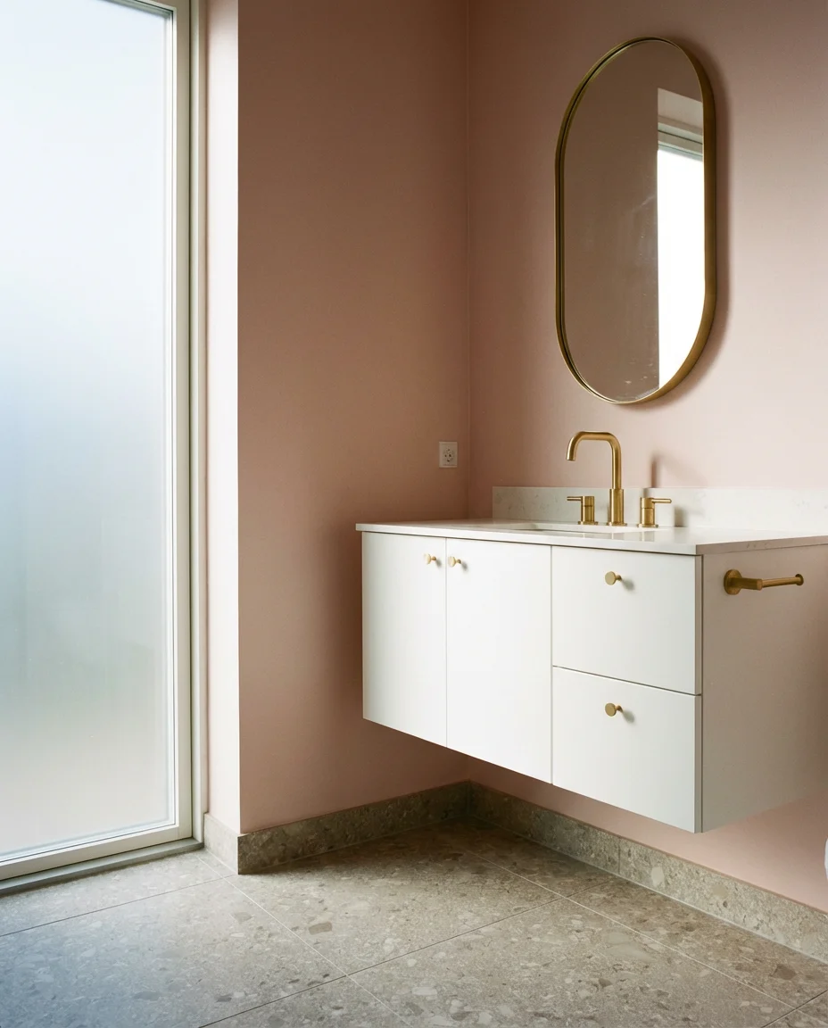 Blush Pink With Grey Terrazzo Floors 1