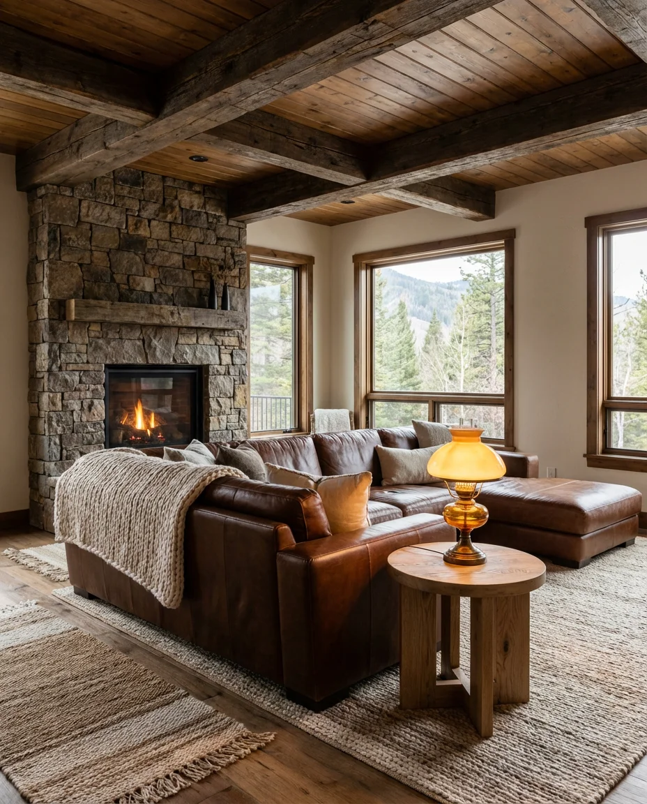 Brown Sectional with Rustic Warmth 1