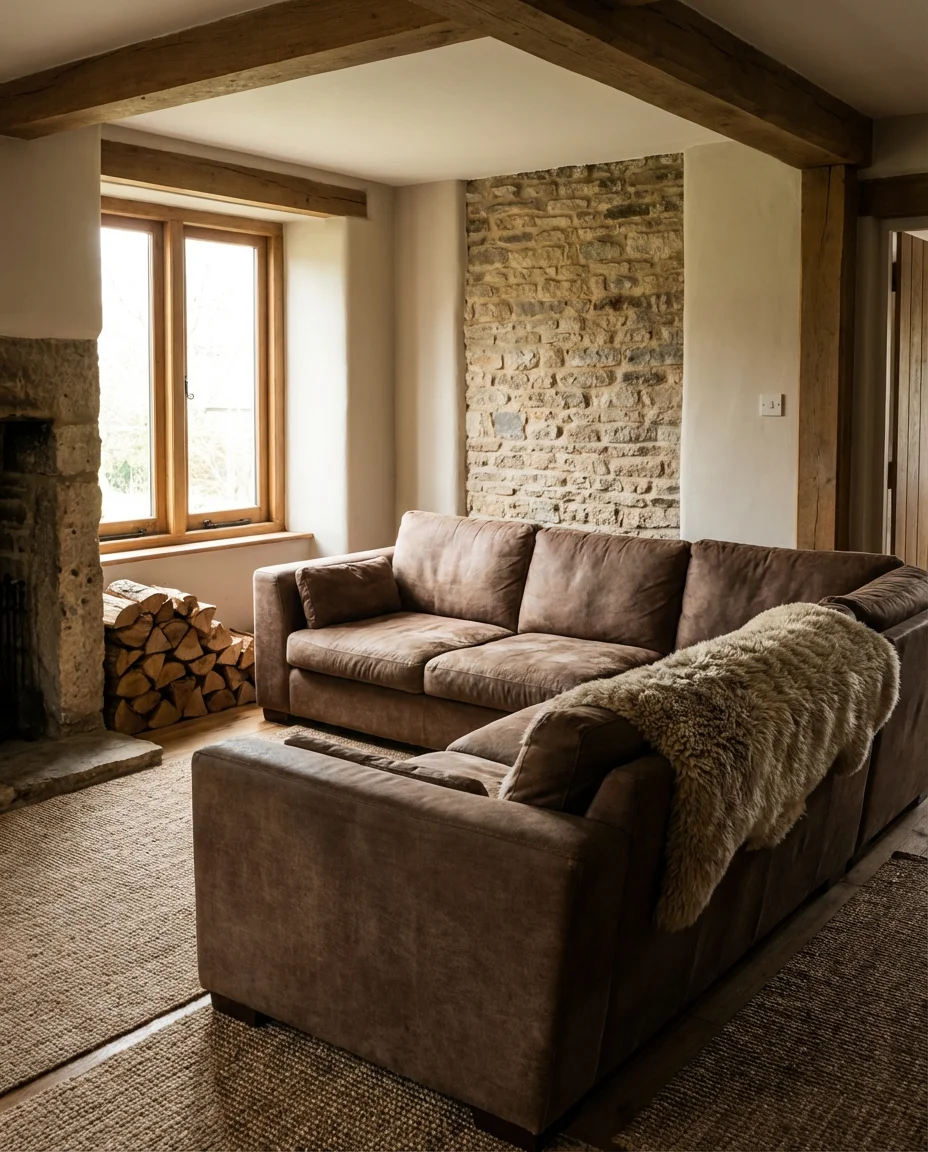 Brown Sectional with Rustic Warmth 2