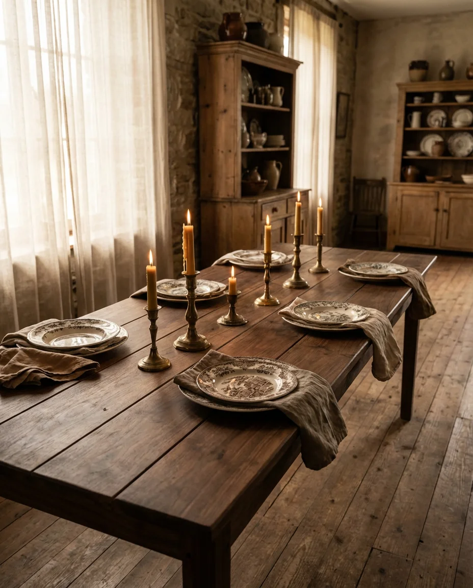 Brown and Antique Toned Vintage Buffet 1