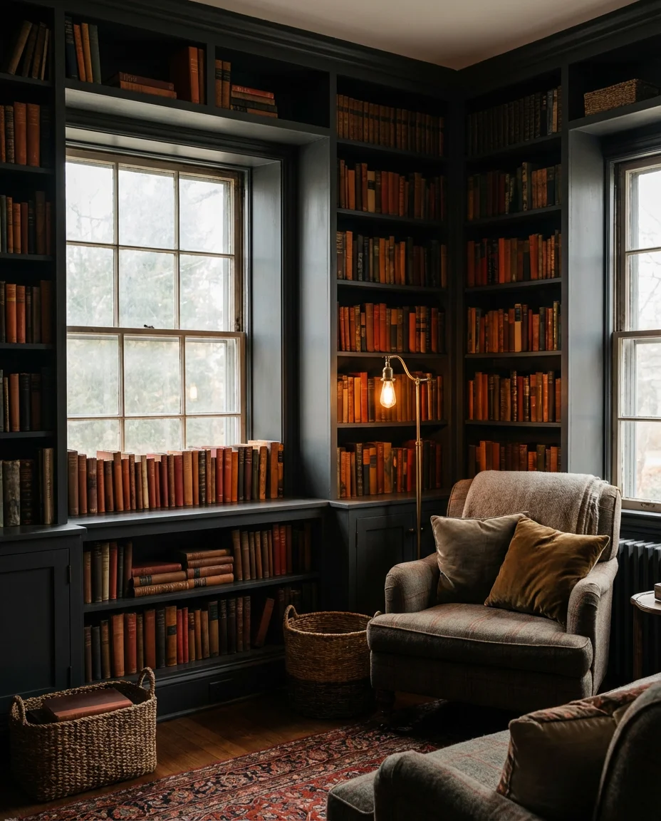 Built-In Bookshelves Around a Window 2
