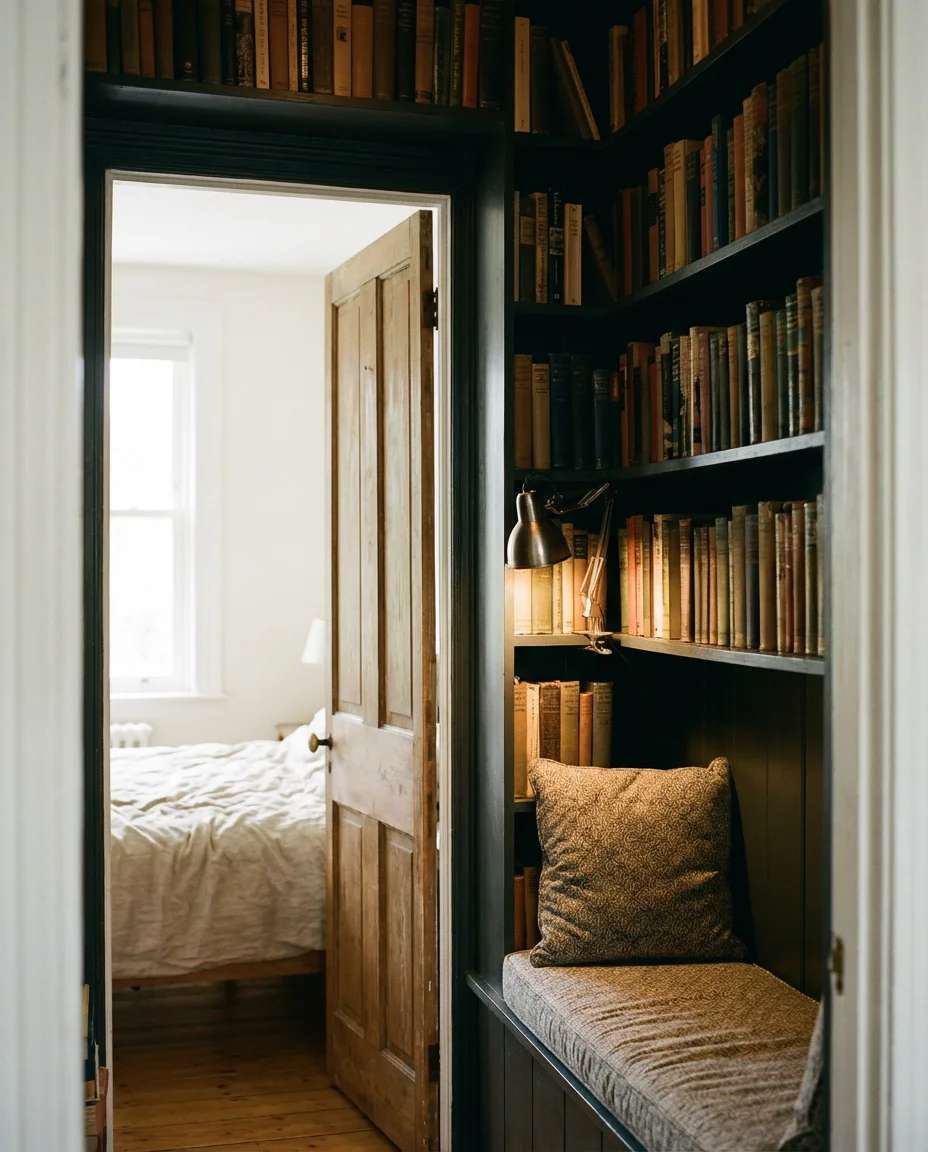 Closet Converted into a Mini Home Library 2