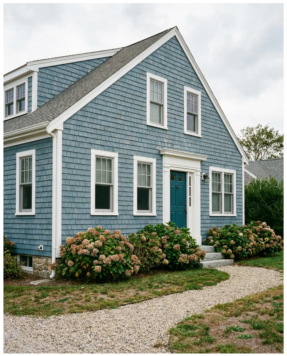 Coastal Blue Shingles With White Trim 1