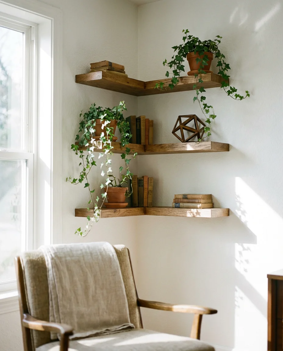 Corner Wall Shelves for Unused Spaces 1