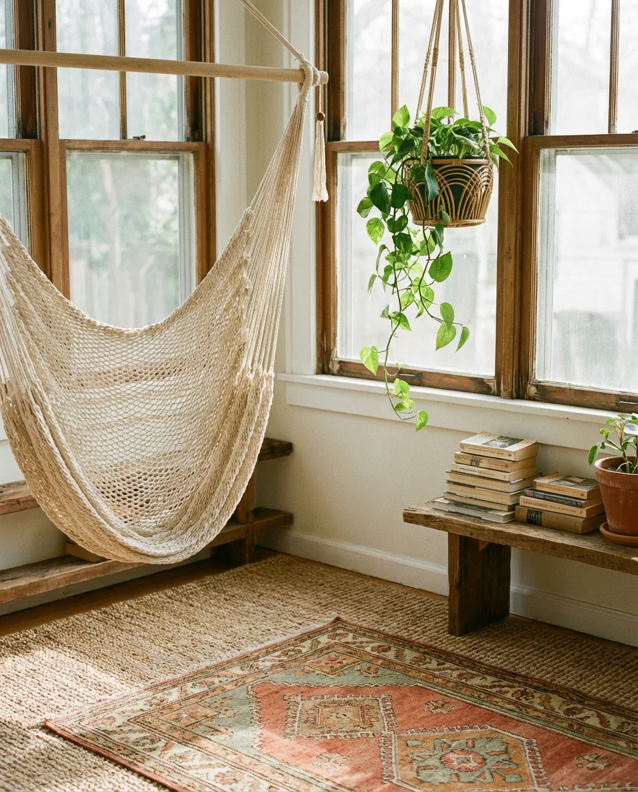 Cozy Bohemian Reading Nook Sunroom 1