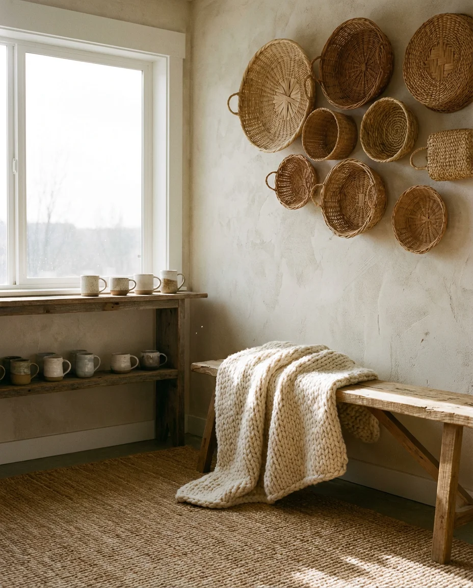Cozy Rustic Sunroom With Woven Textures 1