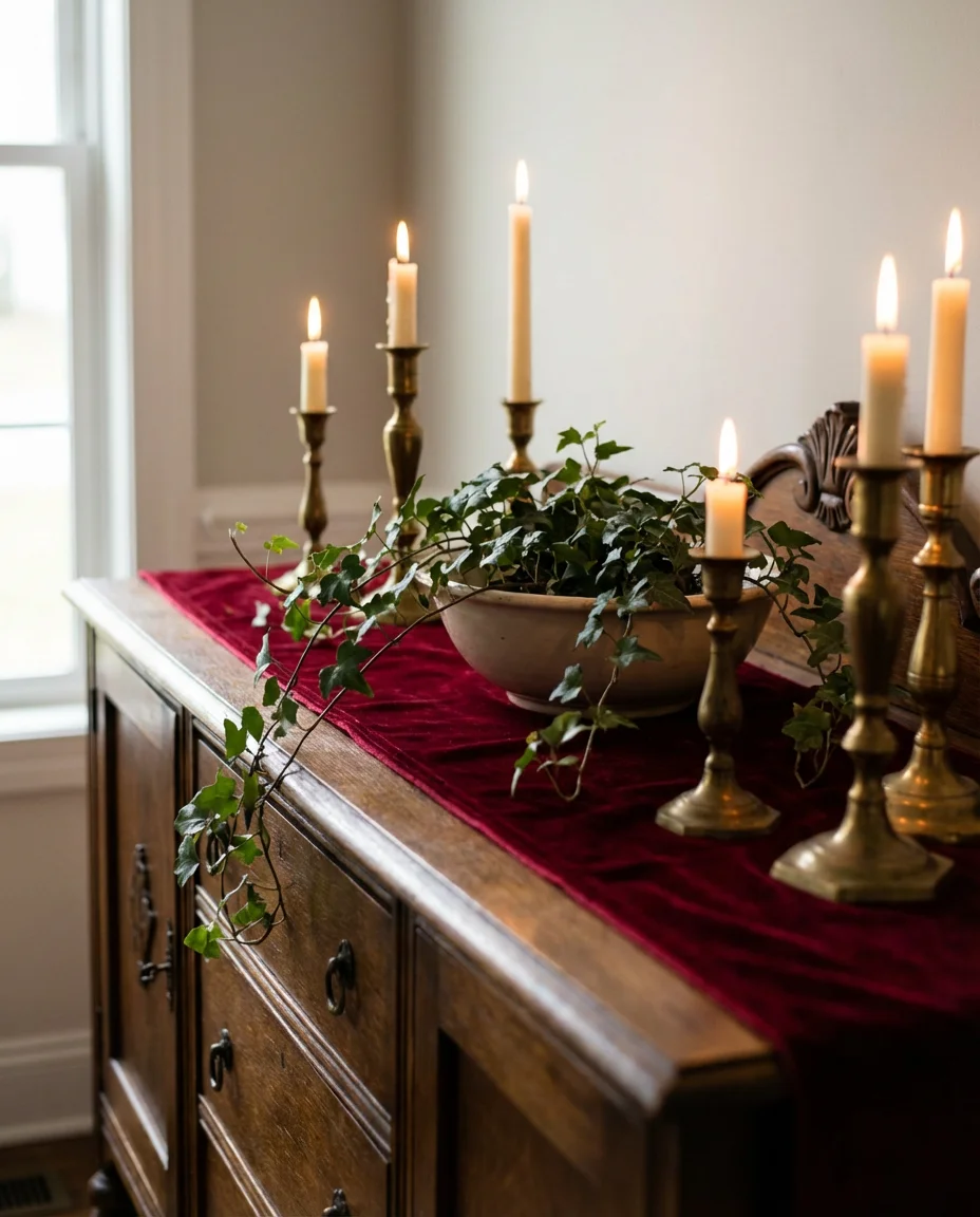 Cozy Winter Dinner Buffet with Candlelight and Velvet 2