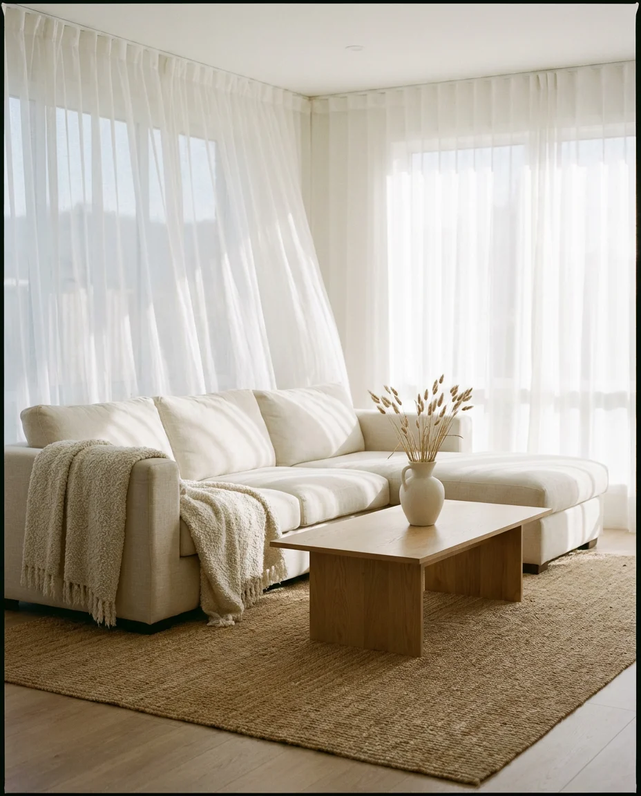 Cream and Beige Sectional for a Soft, Airy Living Room 1