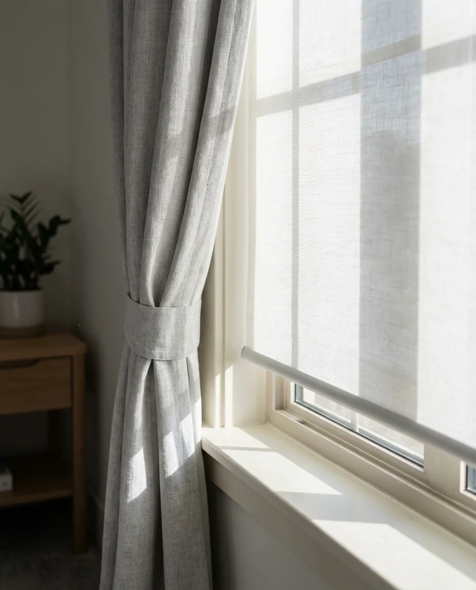 Curtains with Blinds for a Layered Modern Look 2