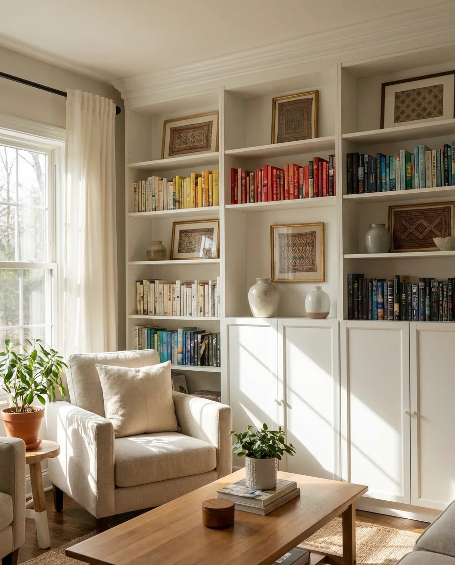 DIY Built-In Bookcase Using IKEA Hacks 1