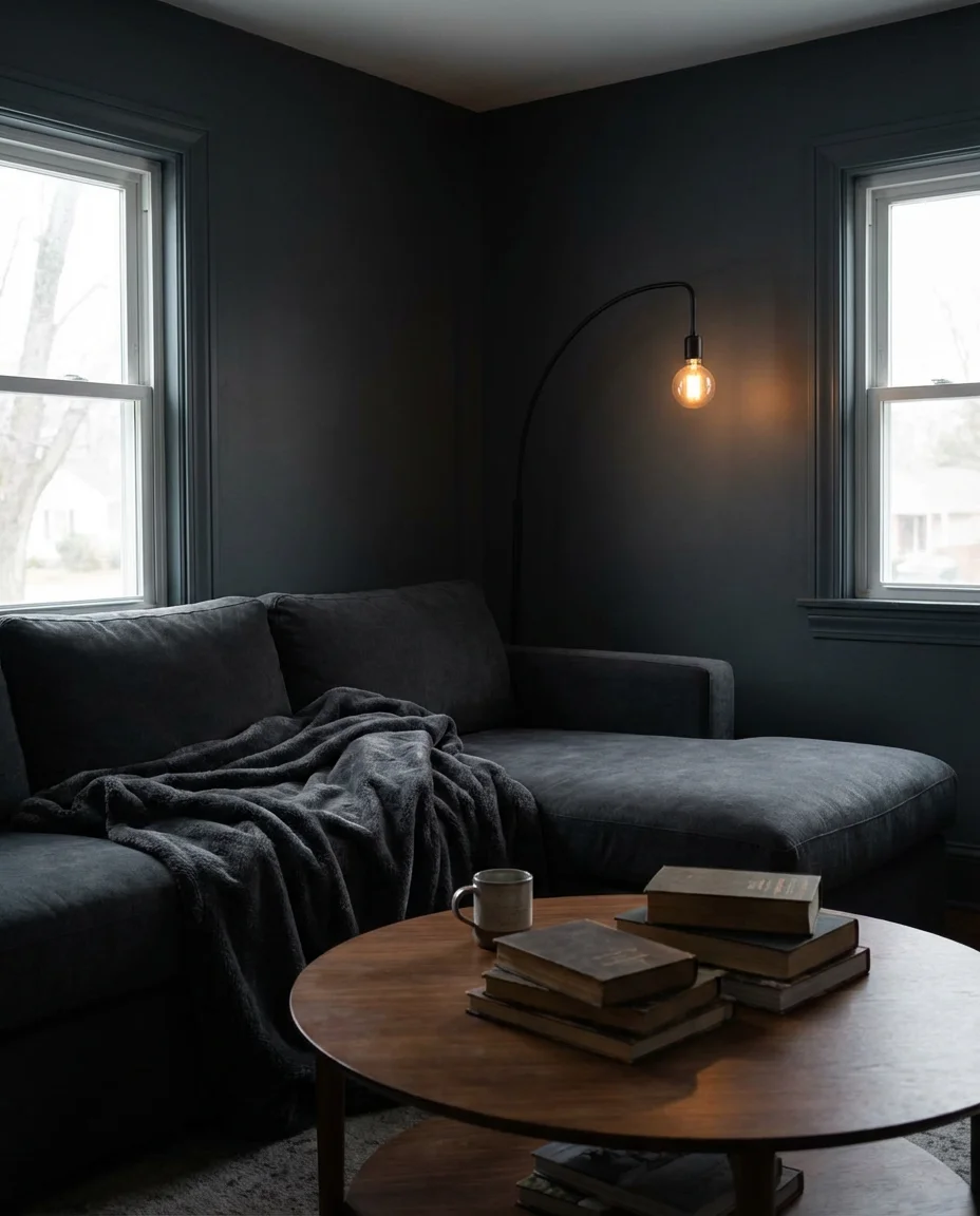 Dark Charcoal Sectional with a Moody, Dramatic Feel 1