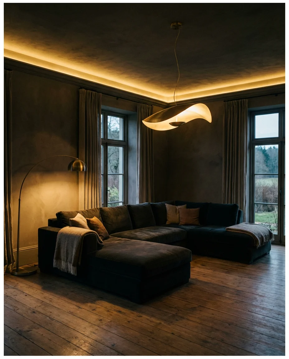 Dark Sectional with Accent Lighting Drama 1