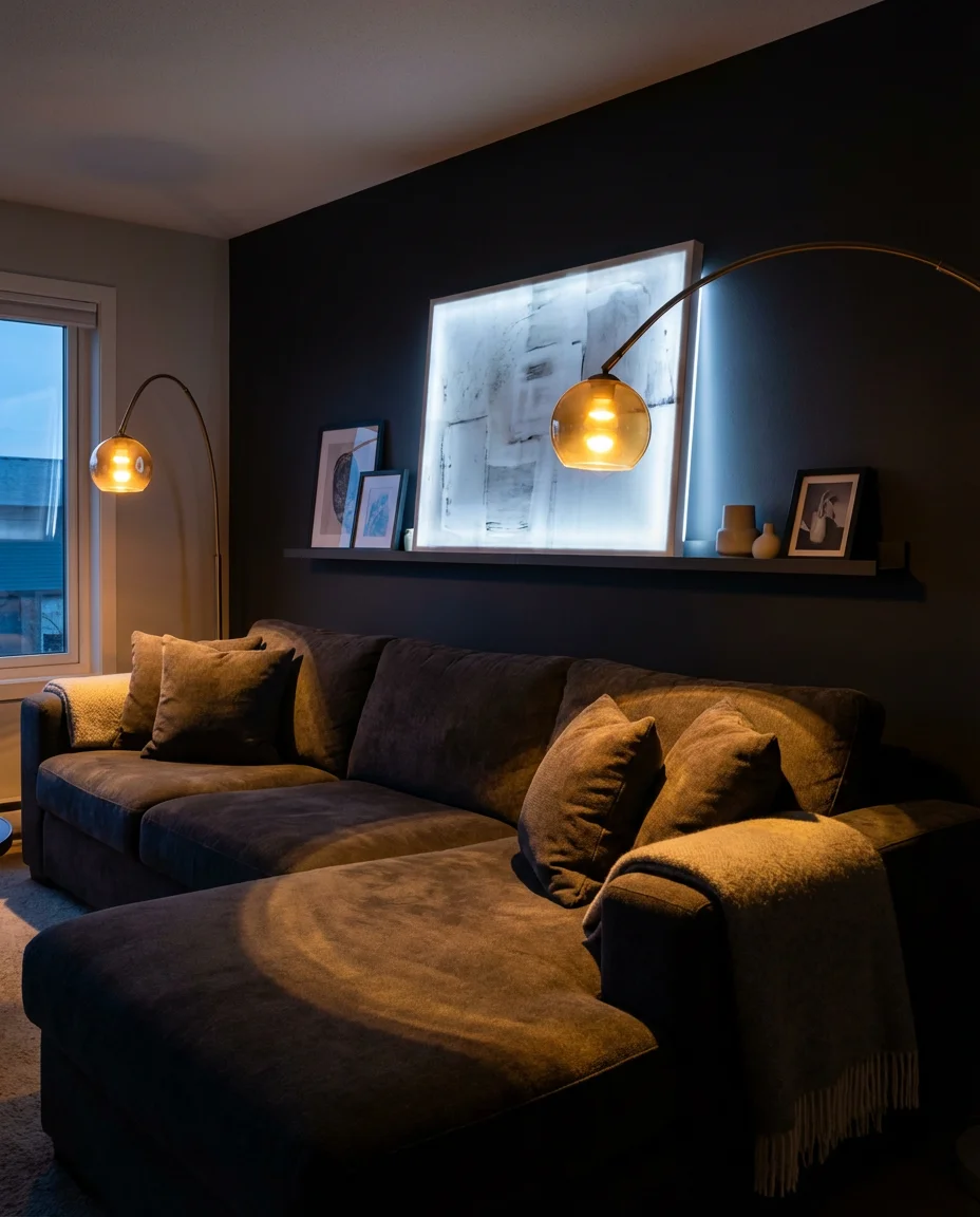 Dark Sectional with Accent Lighting Drama 2