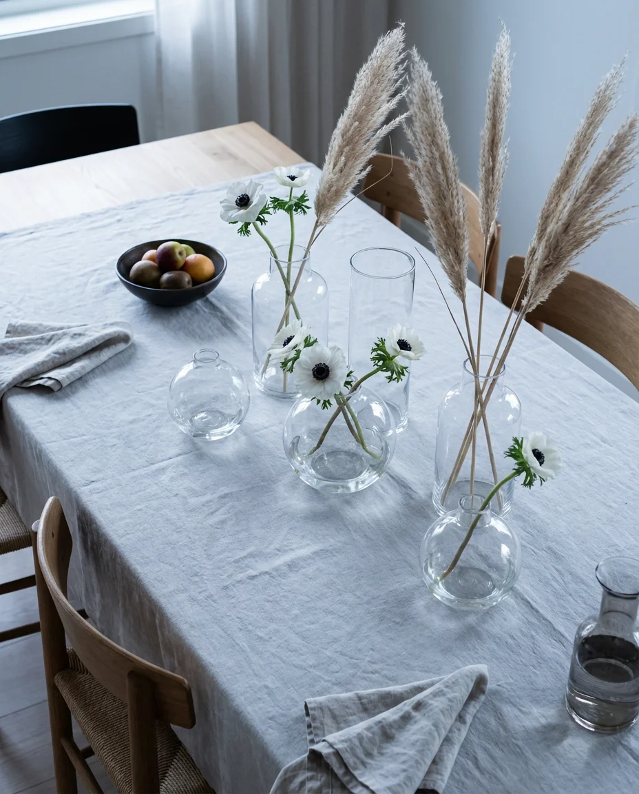 Elegant Glass Vase Arrangements on Rectangle Tables 2