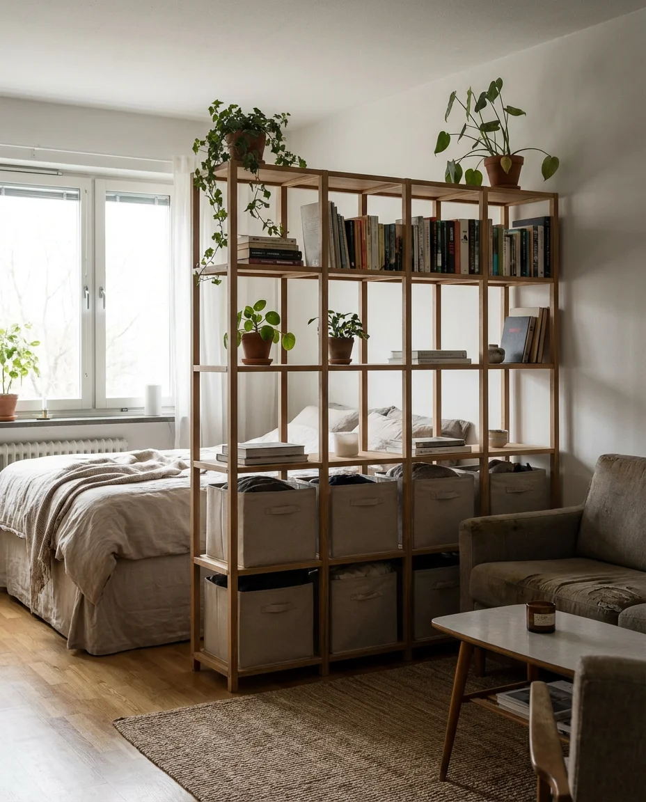 Fabric Cube Organizers as Room Dividers 1