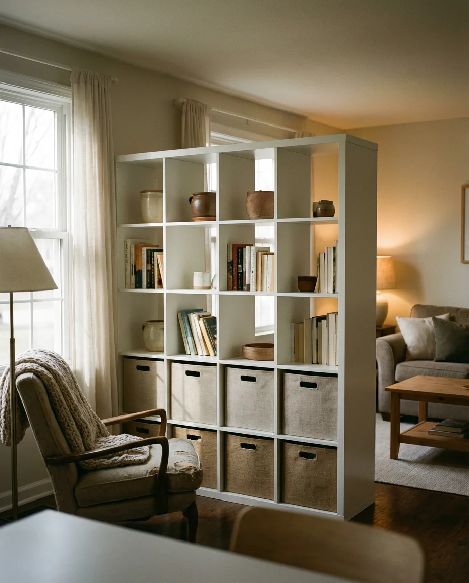 Fabric Cube Organizers as Room Dividers 2