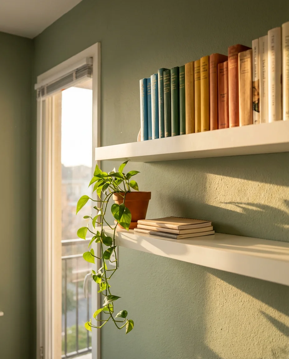 Floating Shelves in a Small Bedroom 2