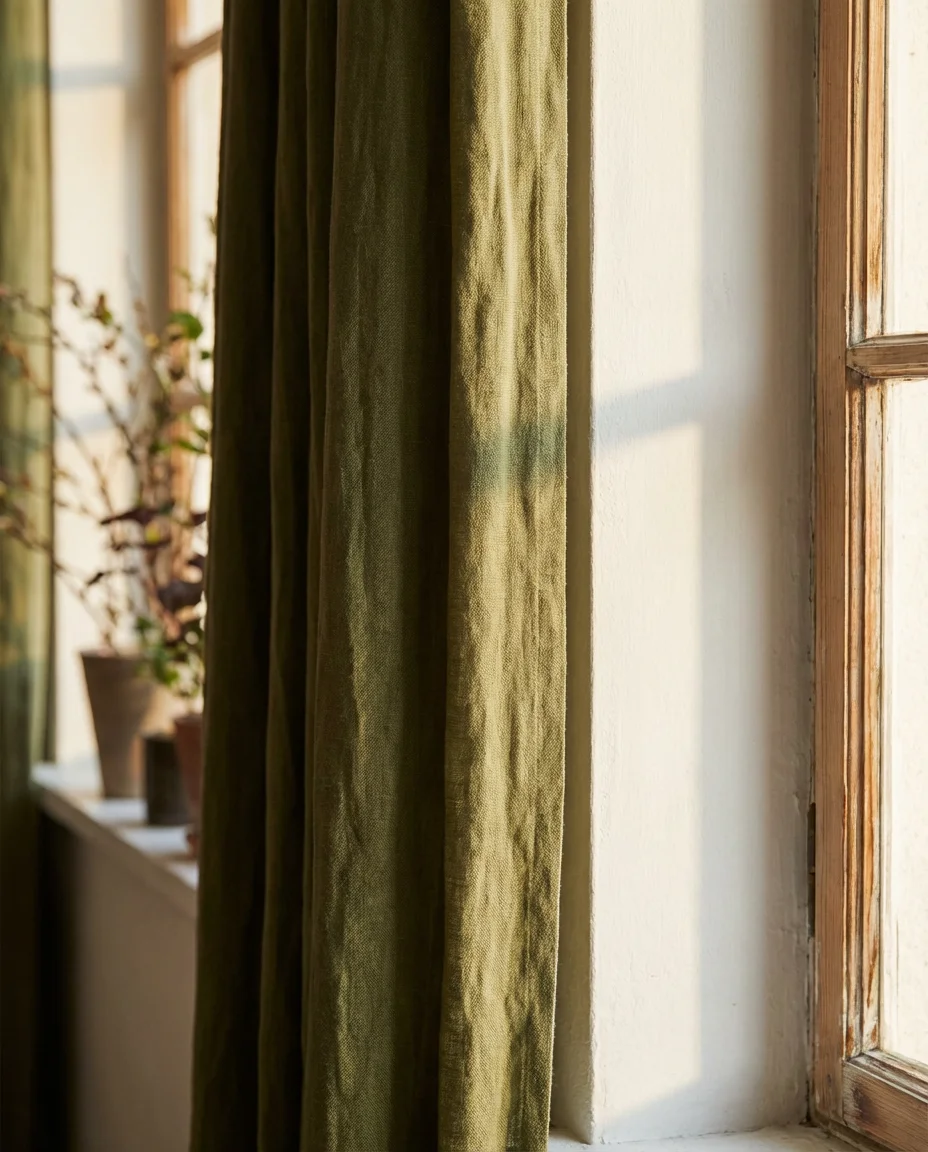 Forest Green Curtains for an Earthy Bedroom 2