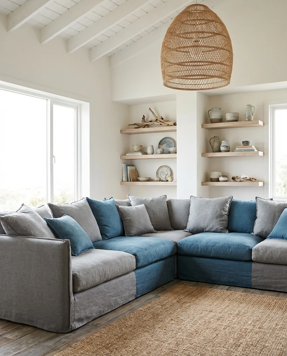 Grey and Blue Coastal Sectional Vibe 2