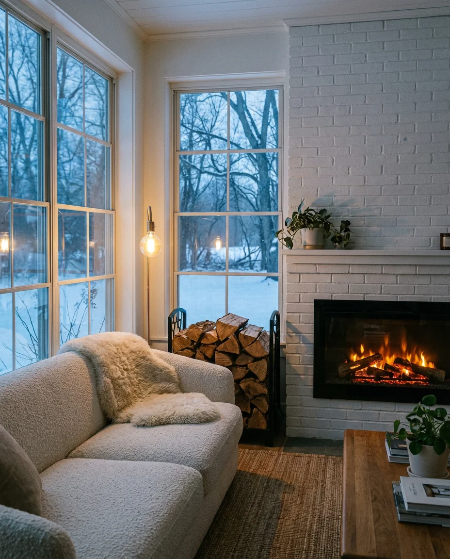 Ideas Indoor Cozy Fireplace Sunroom 1