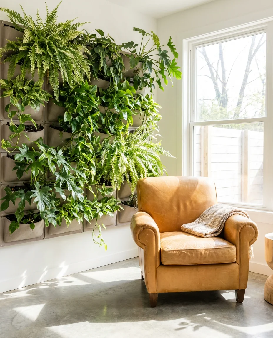 Indoor Sunroom With Vertical Garden Wall 1